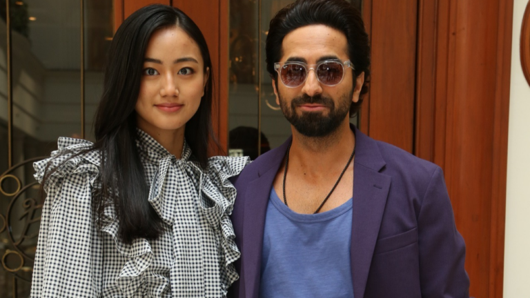 Today, Ayushmann Khurrana and Andrea Kevichüsa are promoting Anek in New Delhi.